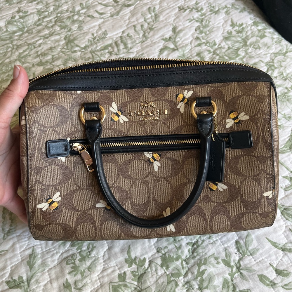 Coach Rowan Satchel Crossbody bag in Signature Print with Bees